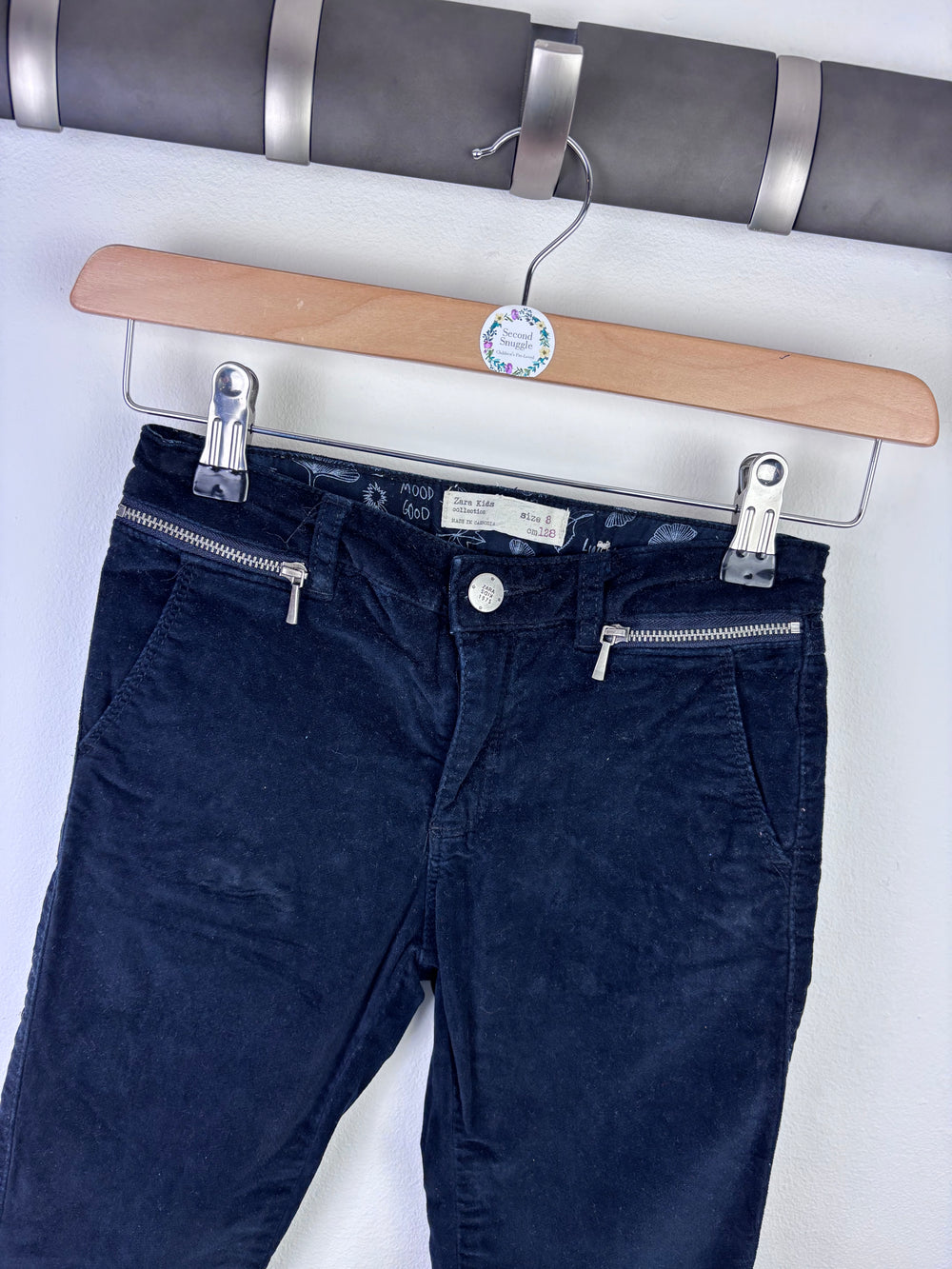 Zara Black Skinny Jeans Adjustable Waist 7–8 Years-Trousers-Second Snuggle Preloved