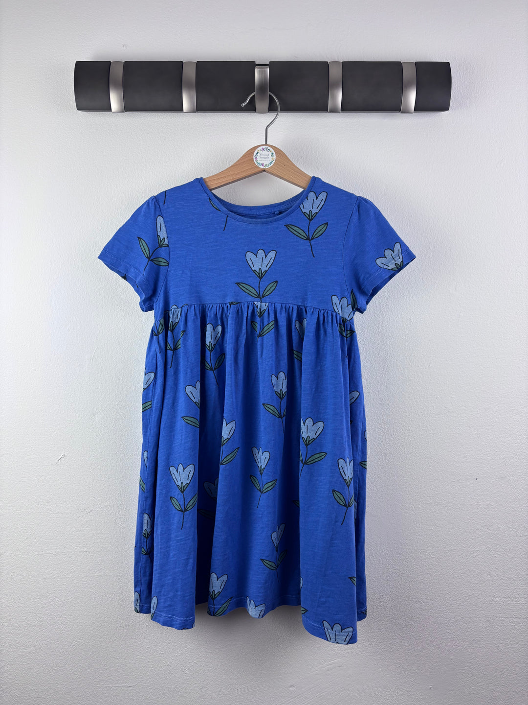 Next Blue Floral Short Sleeve Dress 4-5 Years-Dresses-Second Snuggle Preloved