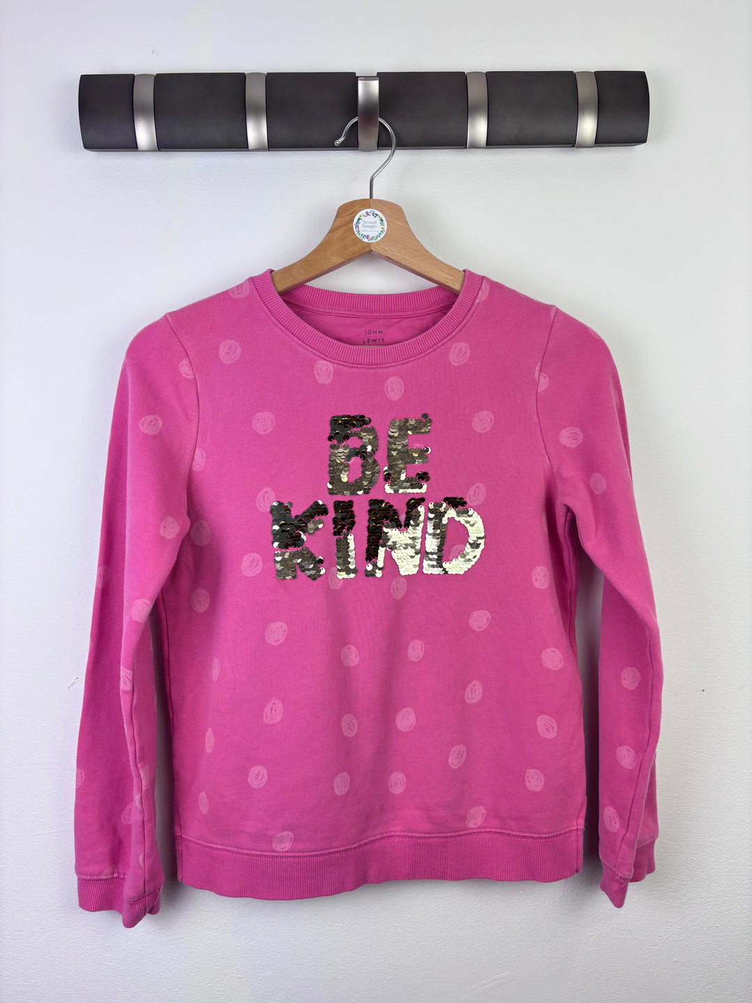 John Lewis Pink Be Kind Sequin Sweatshirt 12 Years-Jumpers-Second Snuggle Preloved