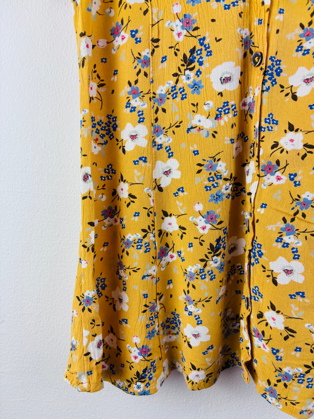 Next Yellow Floral Button Dress Tie Sleeves 3 Years-Dresses-Second Snuggle Preloved