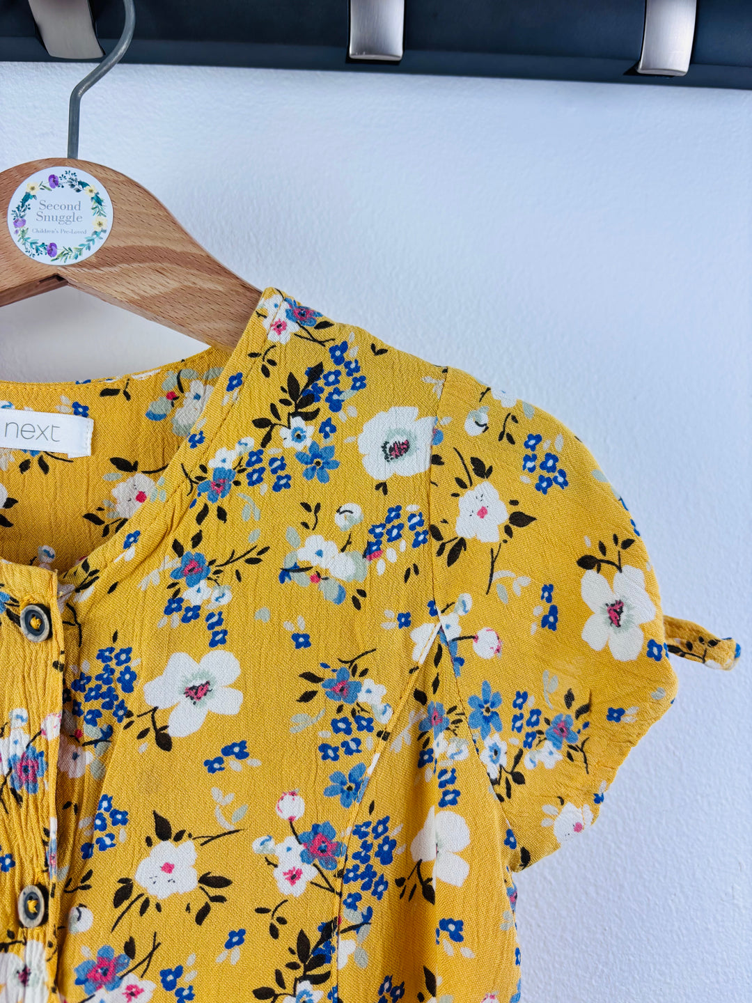 Next Yellow Floral Button Dress Tie Sleeves 3 Years-Dresses-Second Snuggle Preloved