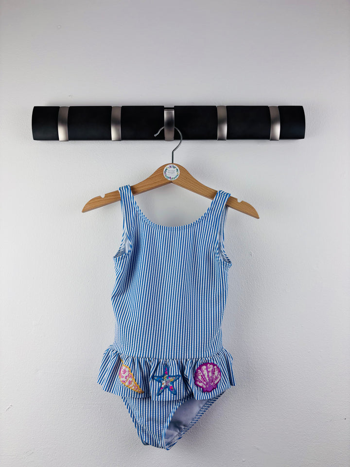 Boden Blue Stripe Shell Swimsuit 4-5 Years