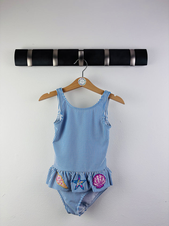 Boden Blue Stripe Shell Swimsuit 4-5 Years