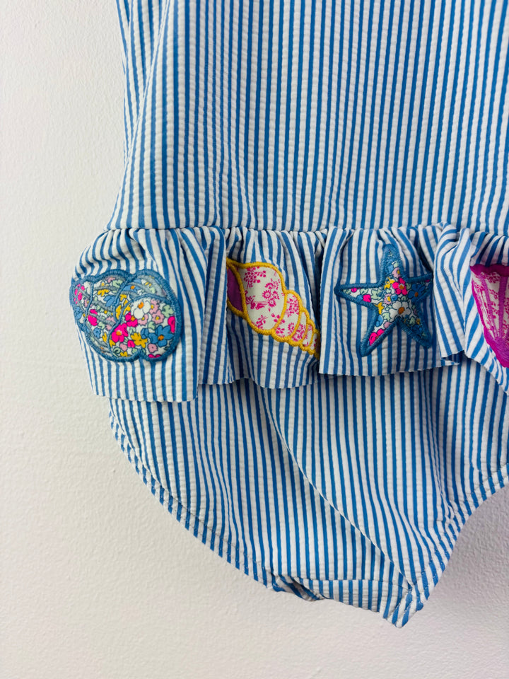 Boden Blue Stripe Shell Swimsuit 4-5 Years