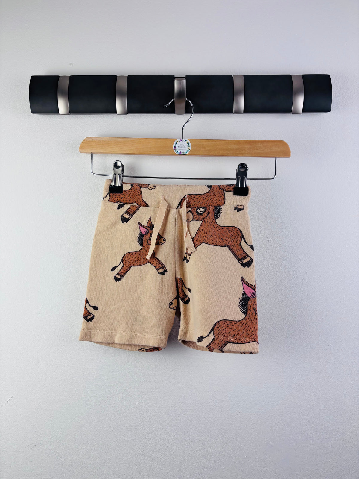 Mini Rodini Beige Horse Print Shorts 80-86 (12-18 Months)-Shorts-Second Snuggle Preloved