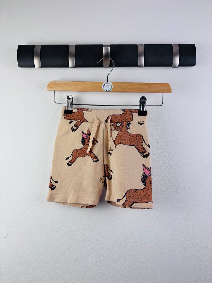 Mini Rodini Beige Horse Print Shorts 80-86 (12-18 Months)