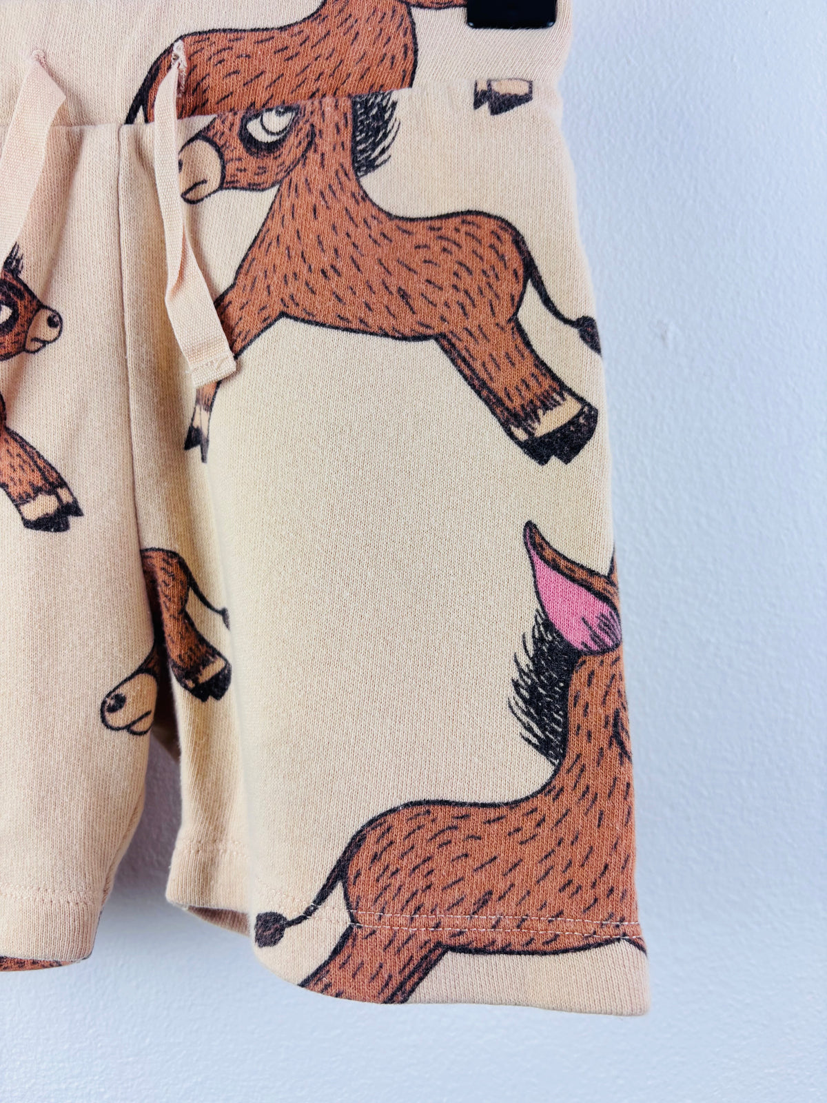 Mini Rodini Beige Horse Print Shorts 80-86 (12-18 Months)-Shorts-Second Snuggle Preloved