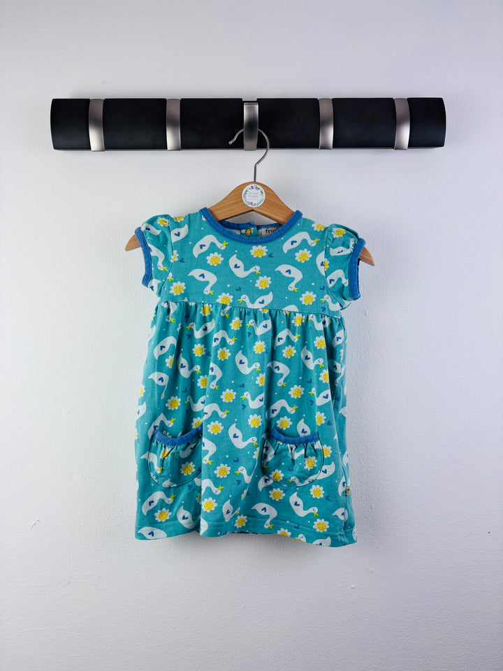 Frugi Teal Duck Print Baby Dress 3-6 Months