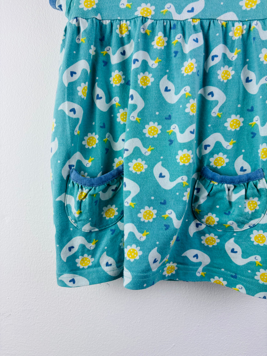 Frugi Teal Duck Print Baby Dress 3-6 Months