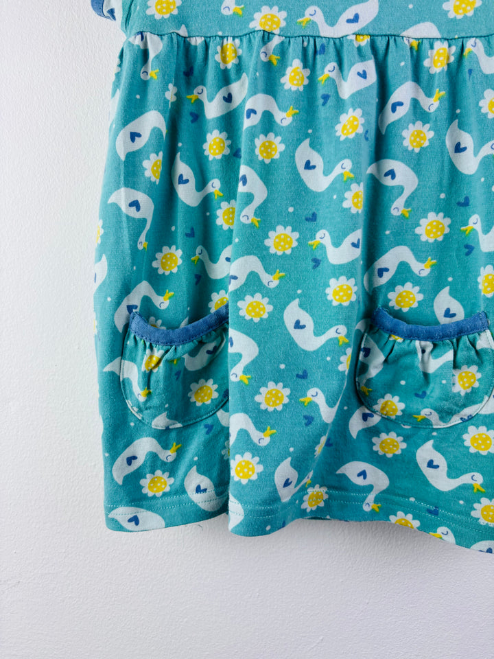 Frugi Teal Duck Print Baby Dress 3-6 Months