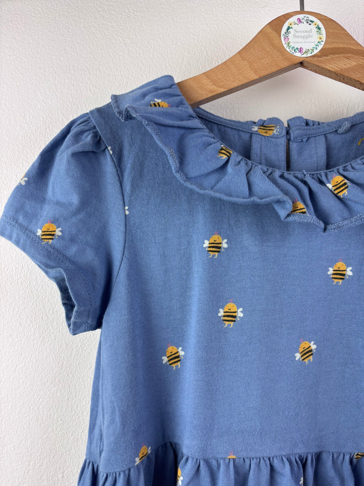 Next Blue Bee Print Frill Collar Dress 5-6 Years