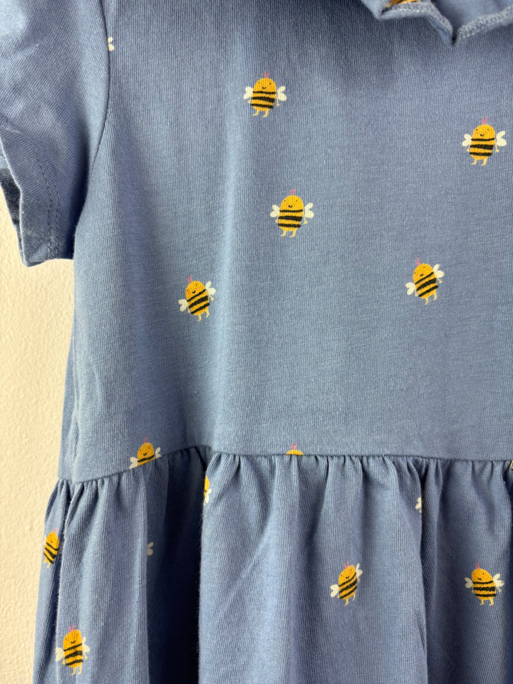 Next Blue Bee Print Frill Collar Dress 5-6 Years
