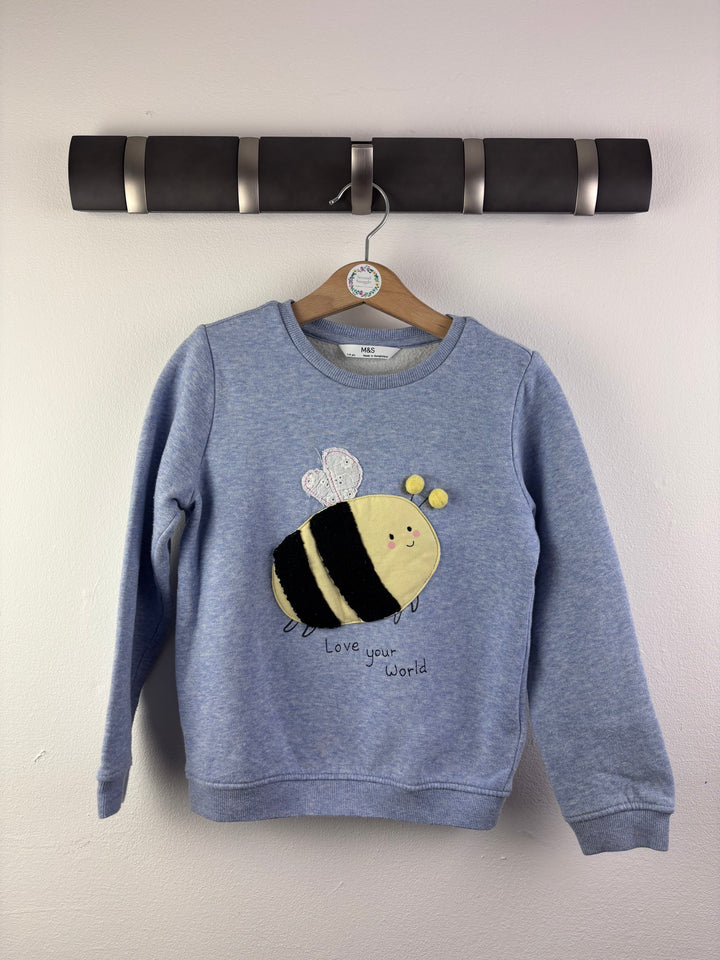M&S Grey Bee Appliqué Sweatshirt 5-6 Years
