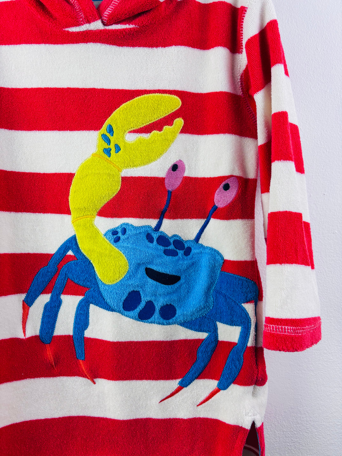 Boden Red Stripe Crab Towelling Hoodie 4-5 Years-Swimming-Second Snuggle Preloved