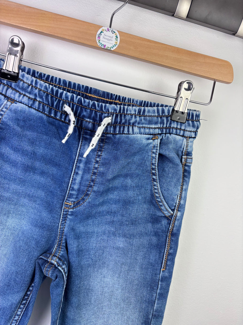 M&S Blue Denim Jogger Jeans 7–8 Years-Trousers-Second Snuggle Preloved