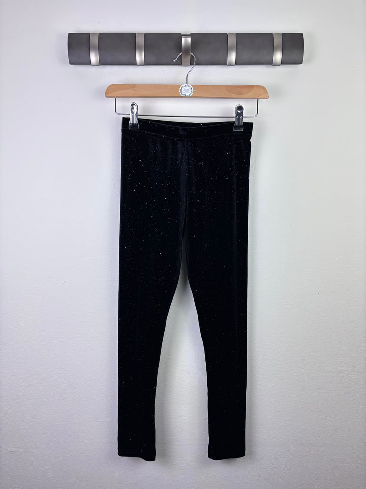 M&S Black Leggings With Subtle Sparkle 10–11 Years-Leggings-Second Snuggle Preloved