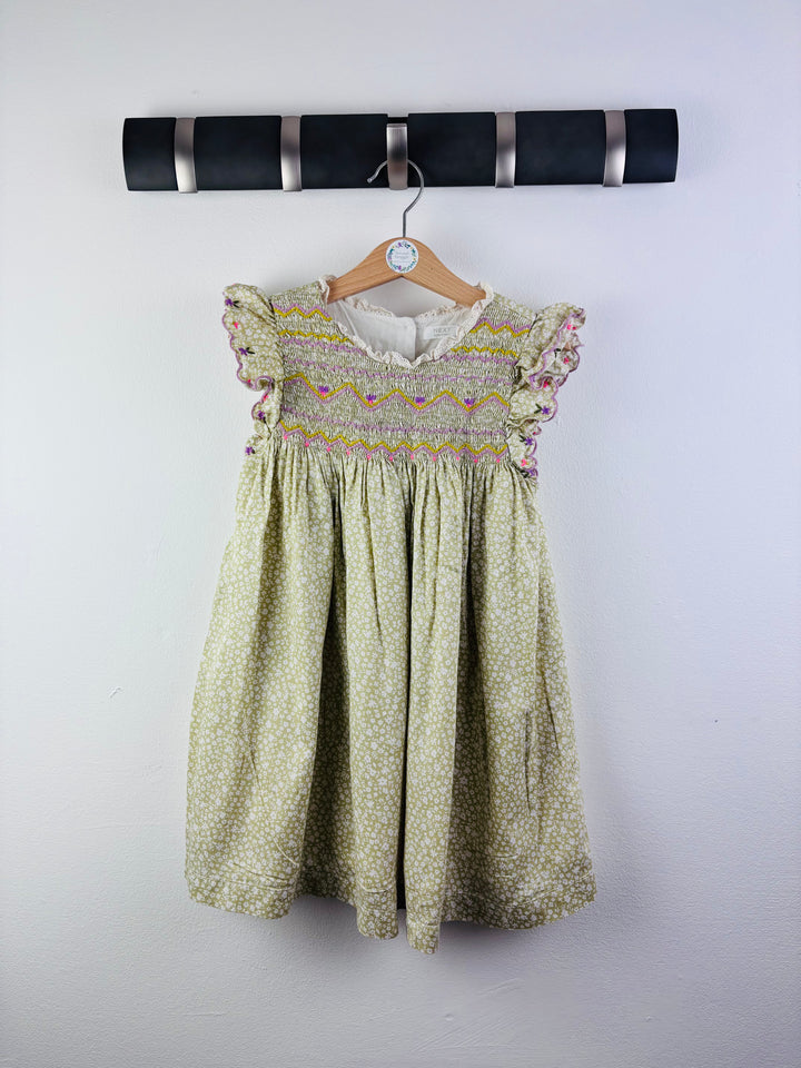 Next Green Smocked Floral Dress 4-5 Years-Dresses-Second Snuggle Preloved