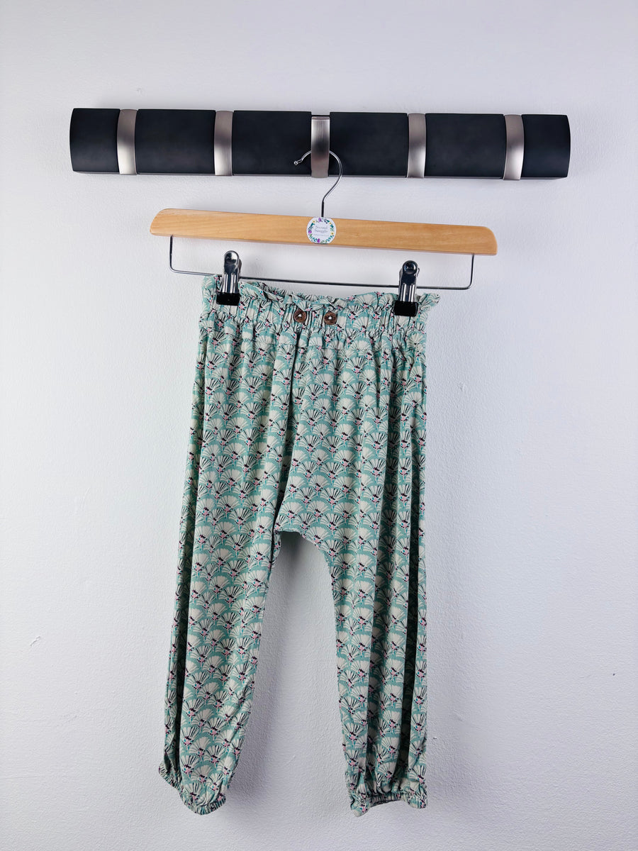 Next Mint Patterned Harem Trousers 2-3 Years-Trousers-Second Snuggle Preloved
