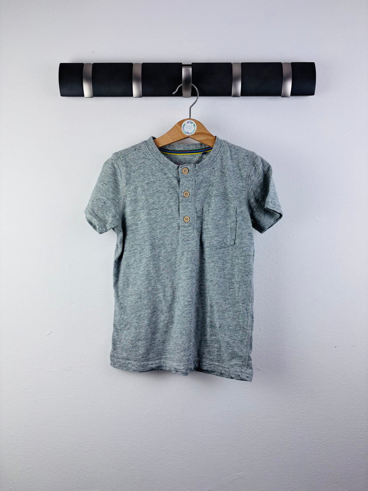 Boden Grey Henley T-Shirt 5-6 Years-Tops-Second Snuggle Preloved