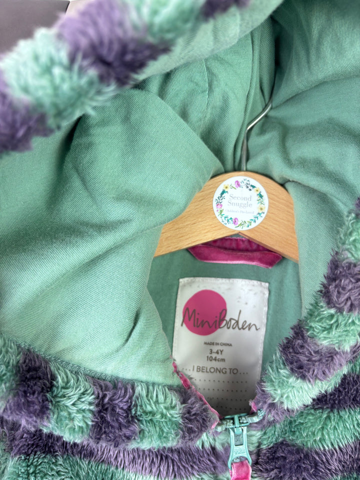 Mini Boden Stripe Fleece Hoodie 3–4 Years