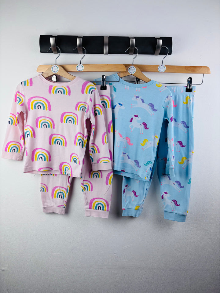 M&S Rainbow & Unicorn Pyjama Sets 2-3 Years-Night Wear-Second Snuggle Preloved