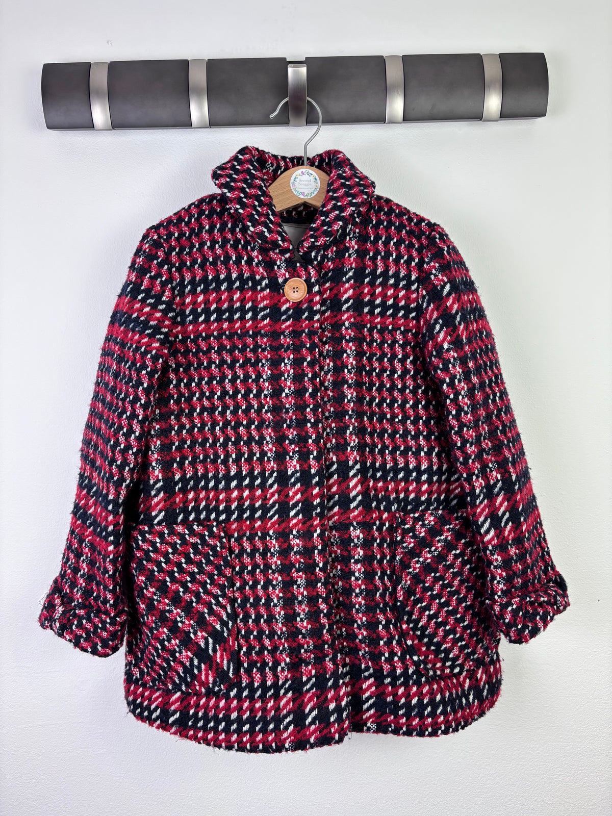 Next Red Check Coat Fleece Lined 5–6 Years-Coats-Second Snuggle Preloved