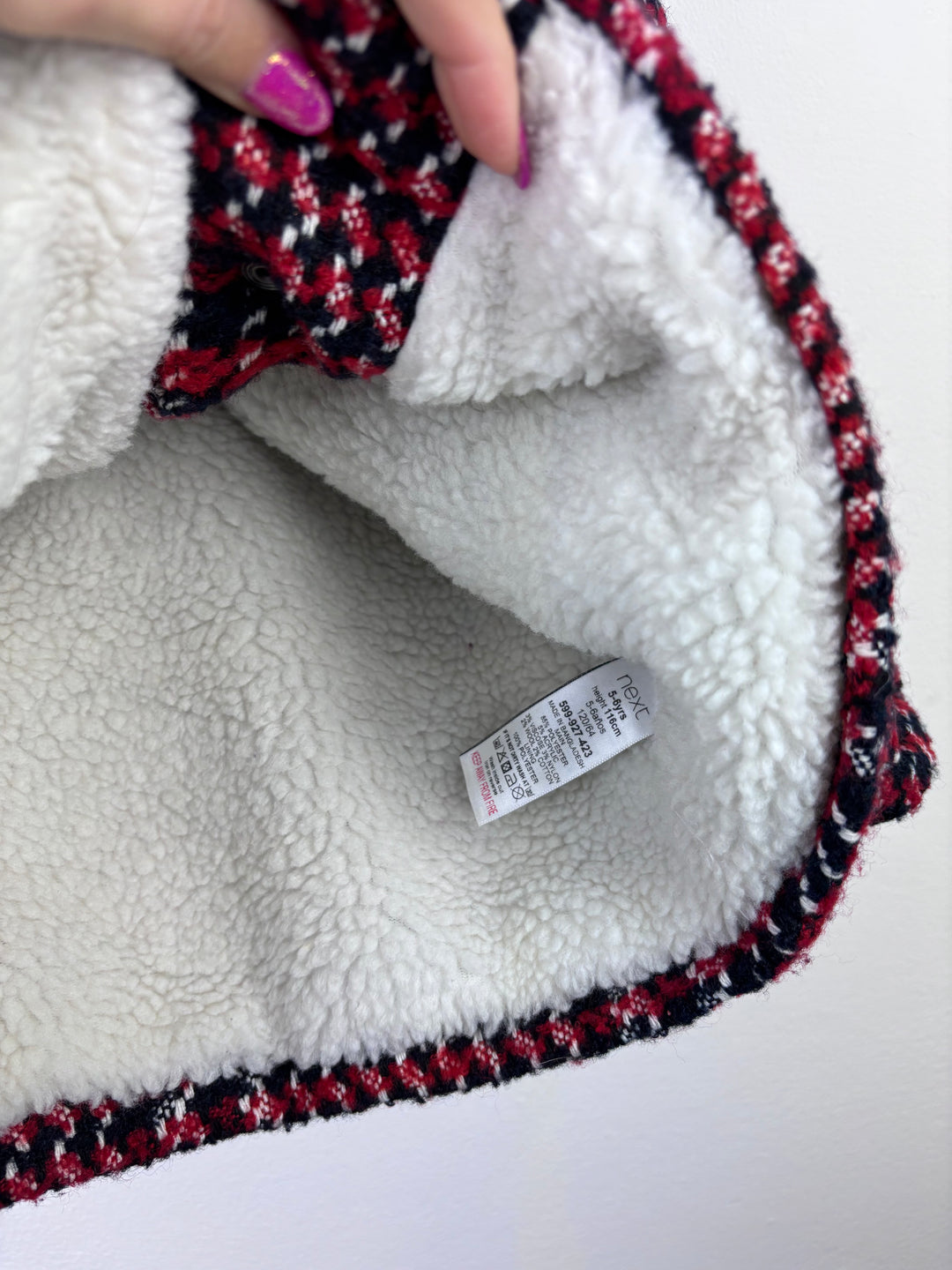 Next Red Check Coat Fleece Lined 5–6 Years