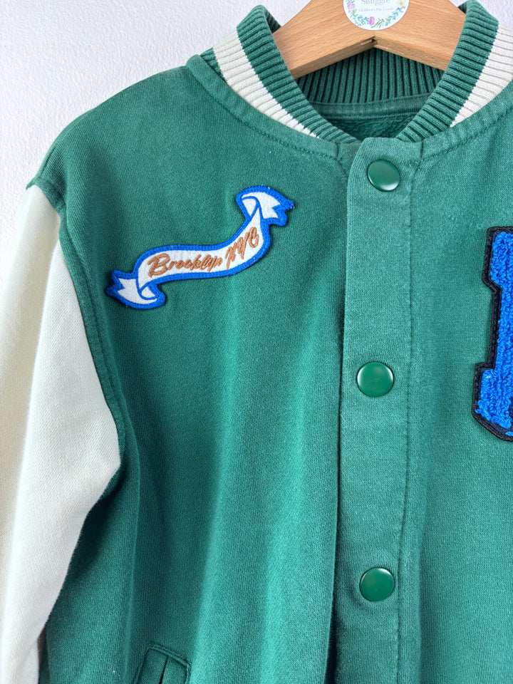 Next Green Varsity Jacket with Badges 4-5 Years-Jackets-Second Snuggle Preloved