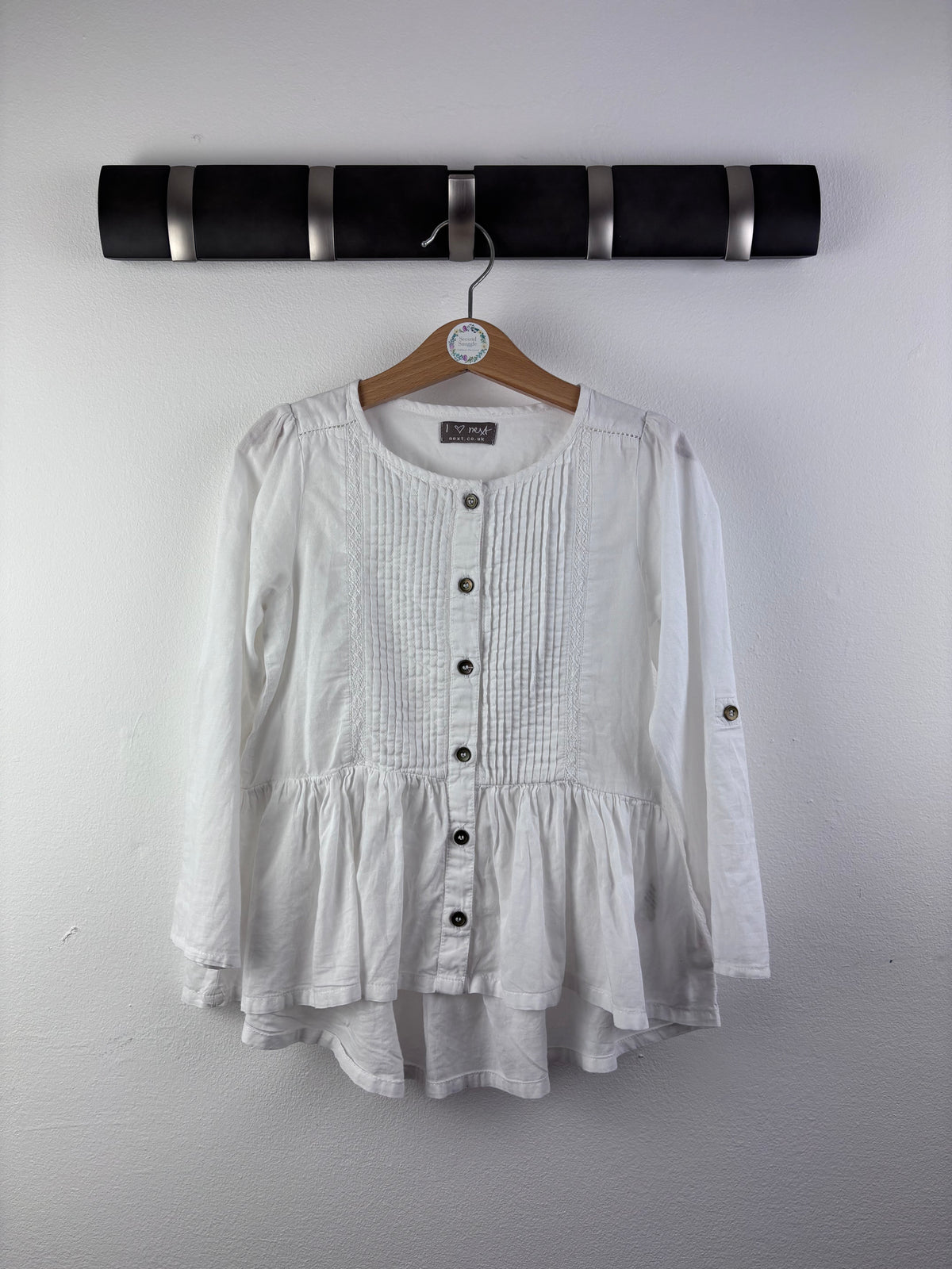 Next White Pintuck Peplum Blouse 5 Years-Tops-Second Snuggle Preloved