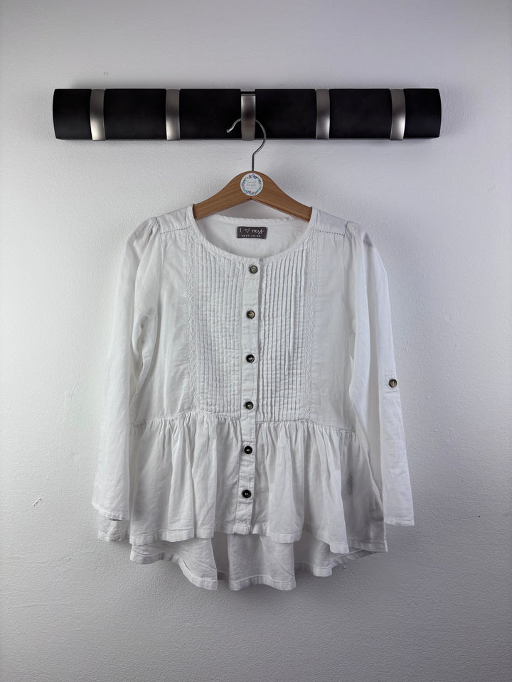 Next White Pintuck Peplum Blouse 5 Years
