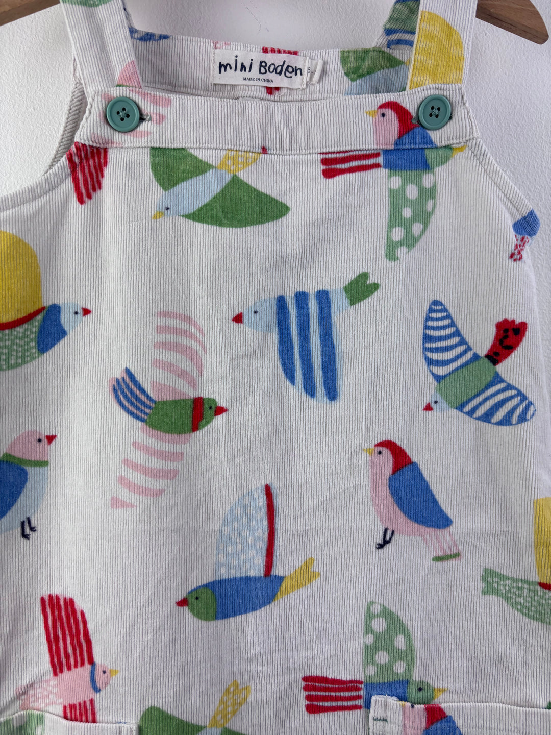 Mini Boden Cream Bird Cord Dress 5-6 Years