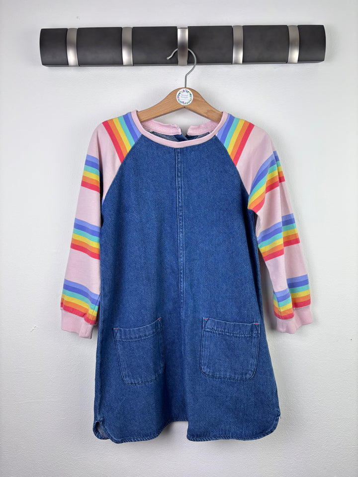 Next Denim Dress With Rainbow Sleeves 4-5 Years-Dresses-Second Snuggle Preloved