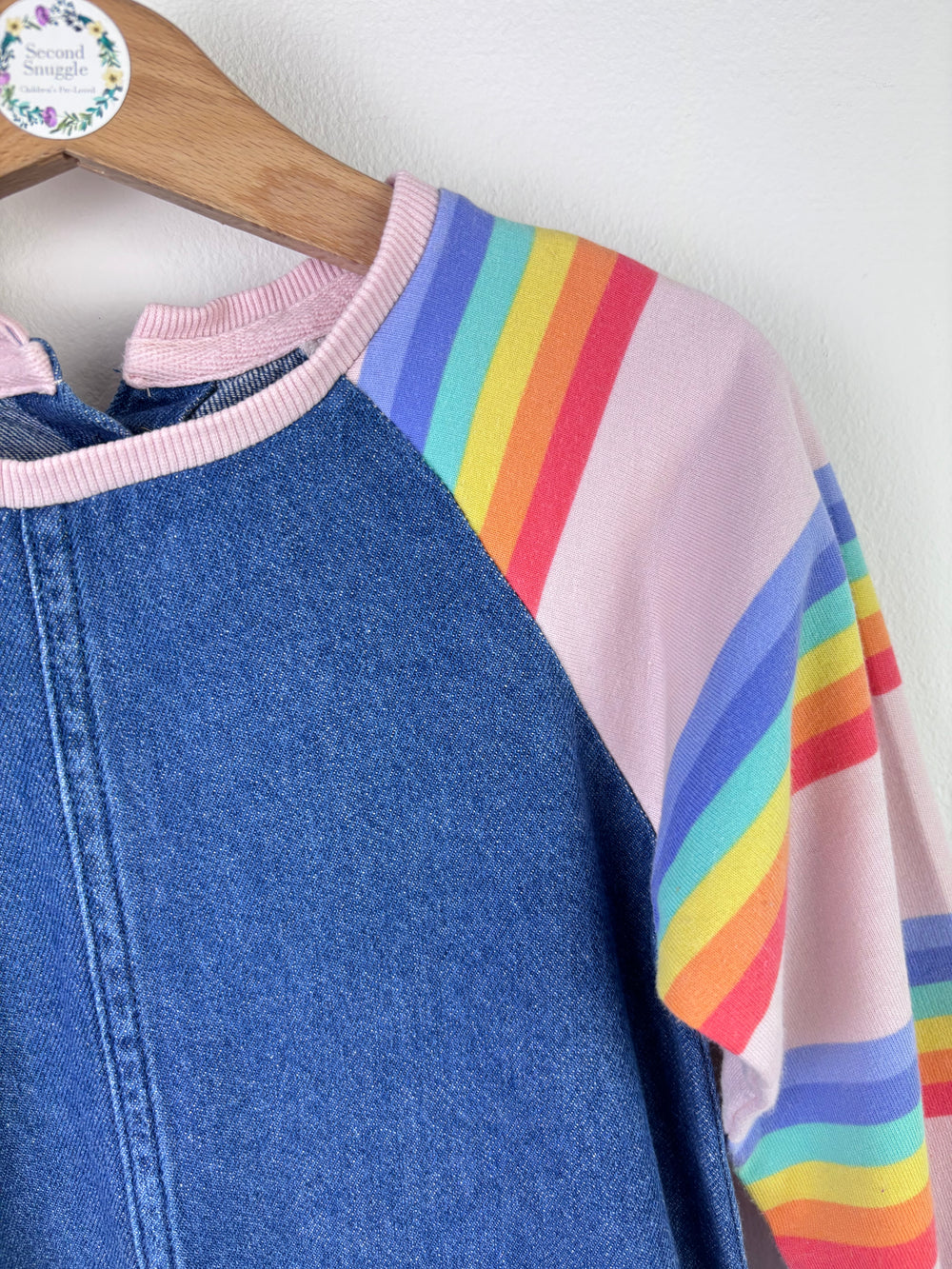 Next Denim Dress With Rainbow Sleeves 4-5 Years-Dresses-Second Snuggle Preloved