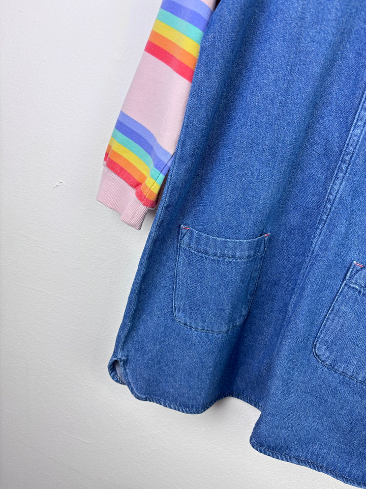 Next Denim Dress With Rainbow Sleeves 4-5 Years-Dresses-Second Snuggle Preloved
