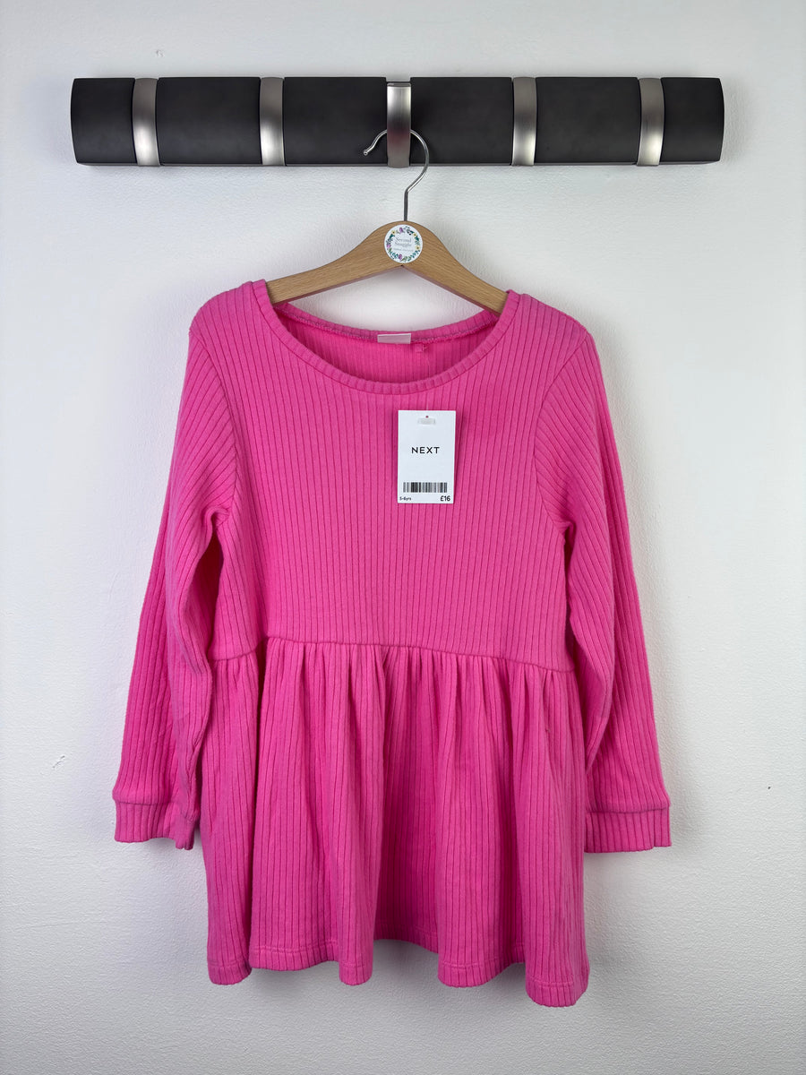 Next Pink Ribbed Dress 5-6 Years-Dresses-Second Snuggle Preloved