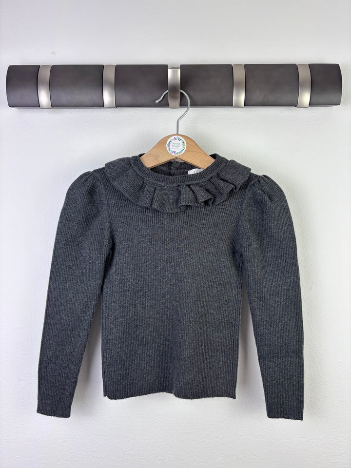 Next Grey Ribbed Frill Jumper 12-18 Months-Tops-Second Snuggle Preloved