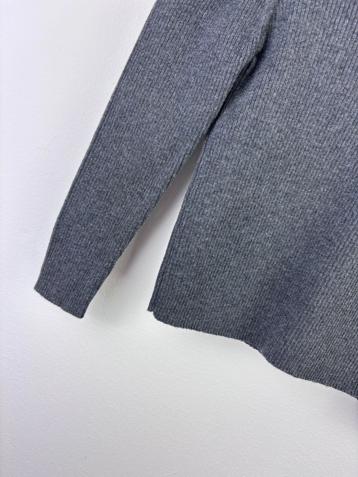 Next Grey Ribbed Frill Jumper 12-18 Months-Tops-Second Snuggle Preloved