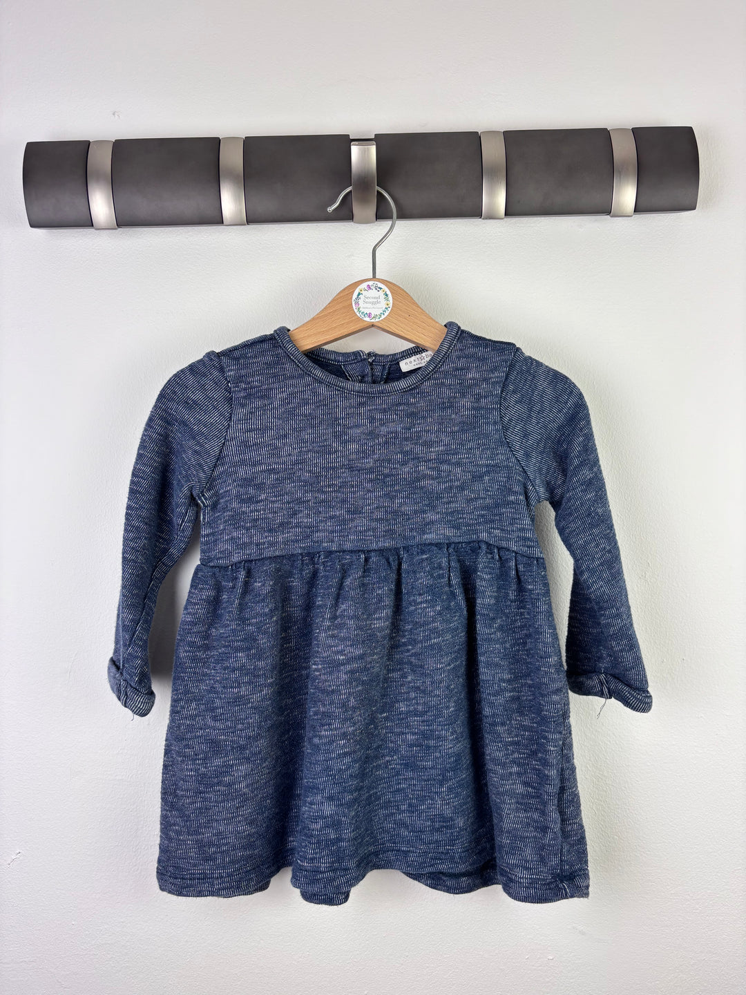 Next Blue Long Sleeve Dress 9-12 Months-Dresses-Second Snuggle Preloved
