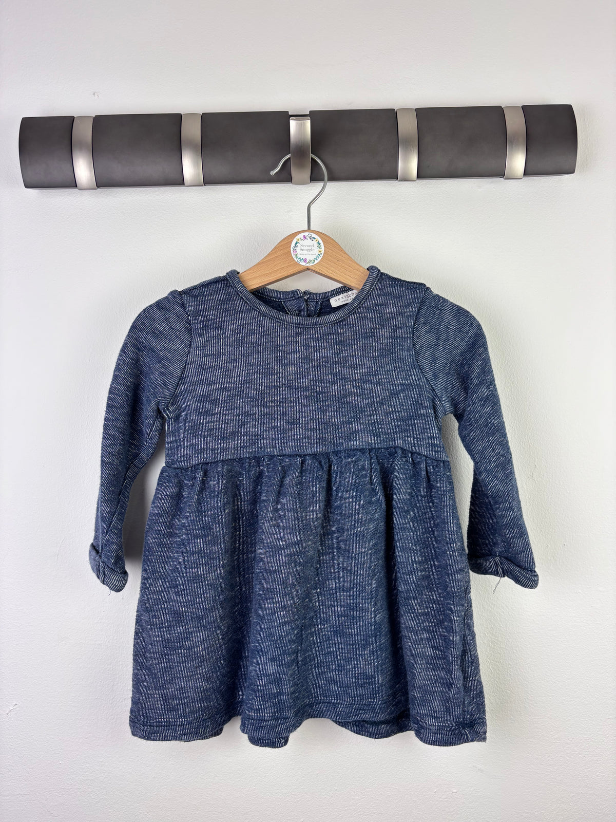 Next Blue Long Sleeve Dress 9-12 Months-Dresses-Second Snuggle Preloved