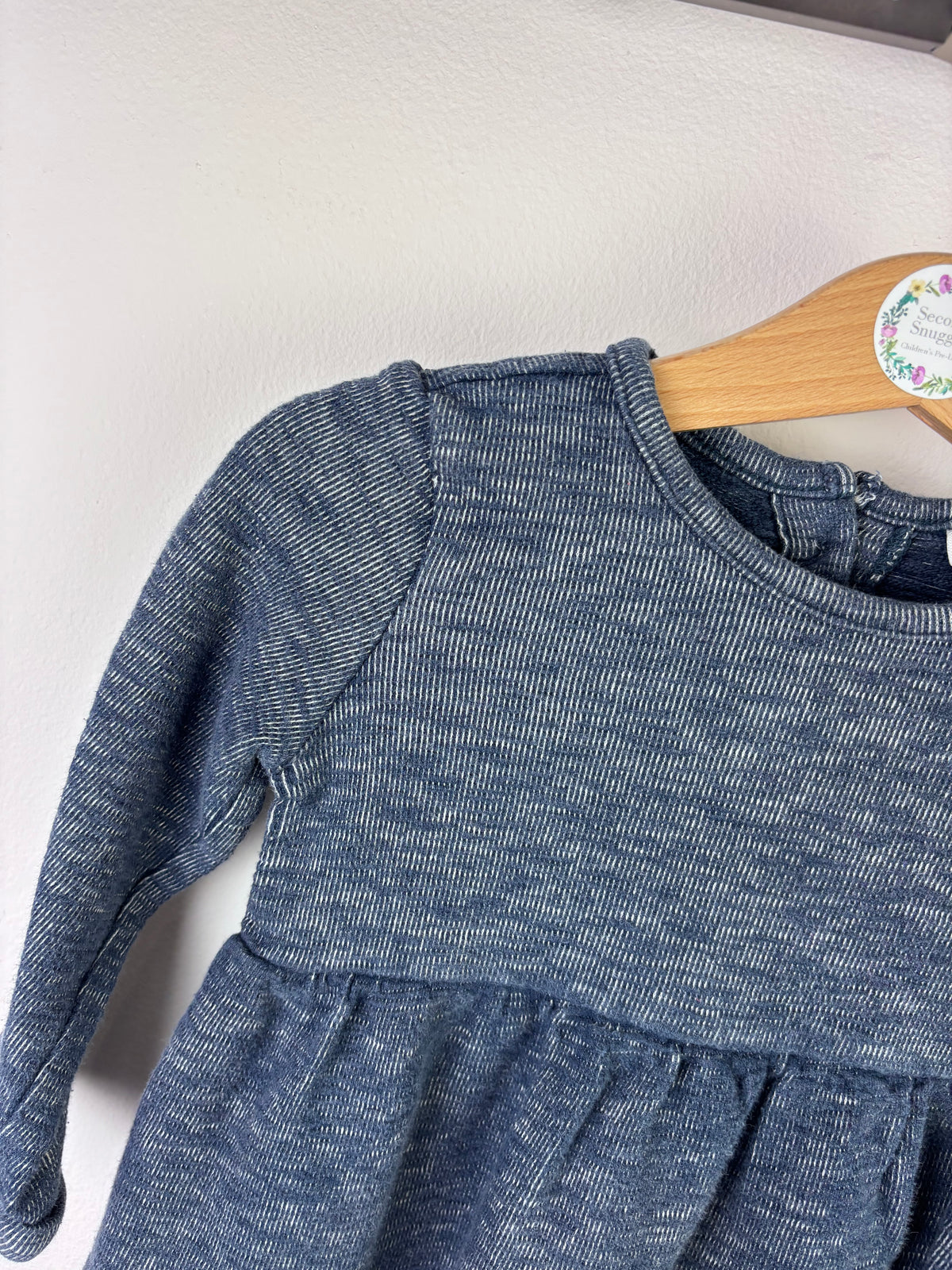 Next Blue Long Sleeve Dress 9-12 Months-Dresses-Second Snuggle Preloved