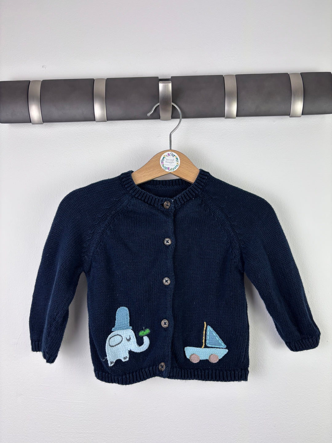 M&S Navy Knitted Cardigan 6–9 Months-Cardigans-Second Snuggle Preloved