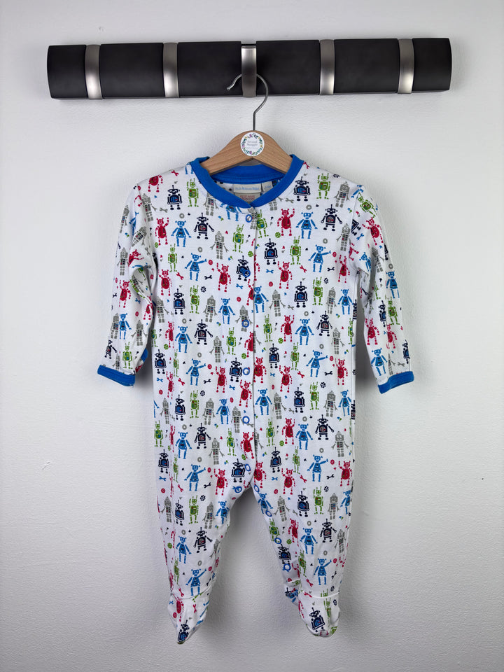 JoJo Maman Bébé Robot Print Sleepsuit 3–6 Months-Sleepsuits-Second Snuggle Preloved