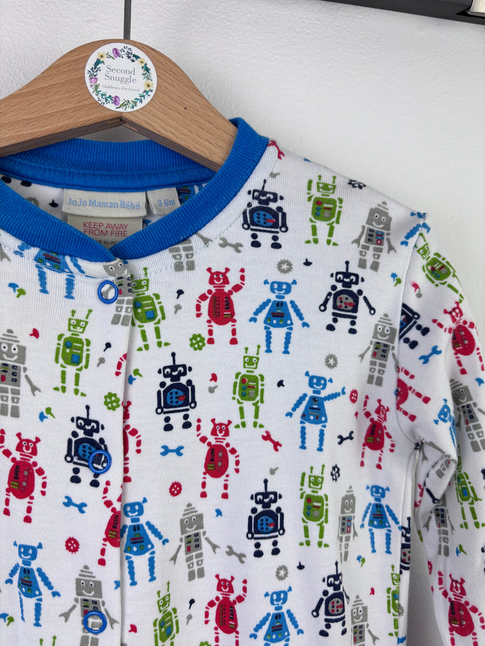 JoJo Maman Bébé Robot Print Sleepsuit 3–6 Months-Sleepsuits-Second Snuggle Preloved