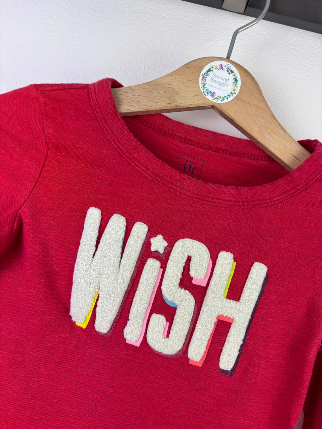 Gap Red “Wish” Long Sleeve Top 18–24 Months-Tops-Second Snuggle Preloved