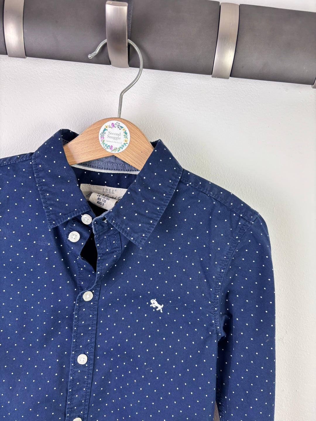 H&M Navy Polka Dot Shirt 4–5 Years-Shirts-Second Snuggle Preloved