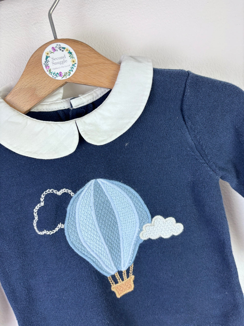 Tu Navy Jumper with Hot Air Balloon Motif 3–6 Months-Jumpers-Second Snuggle Preloved