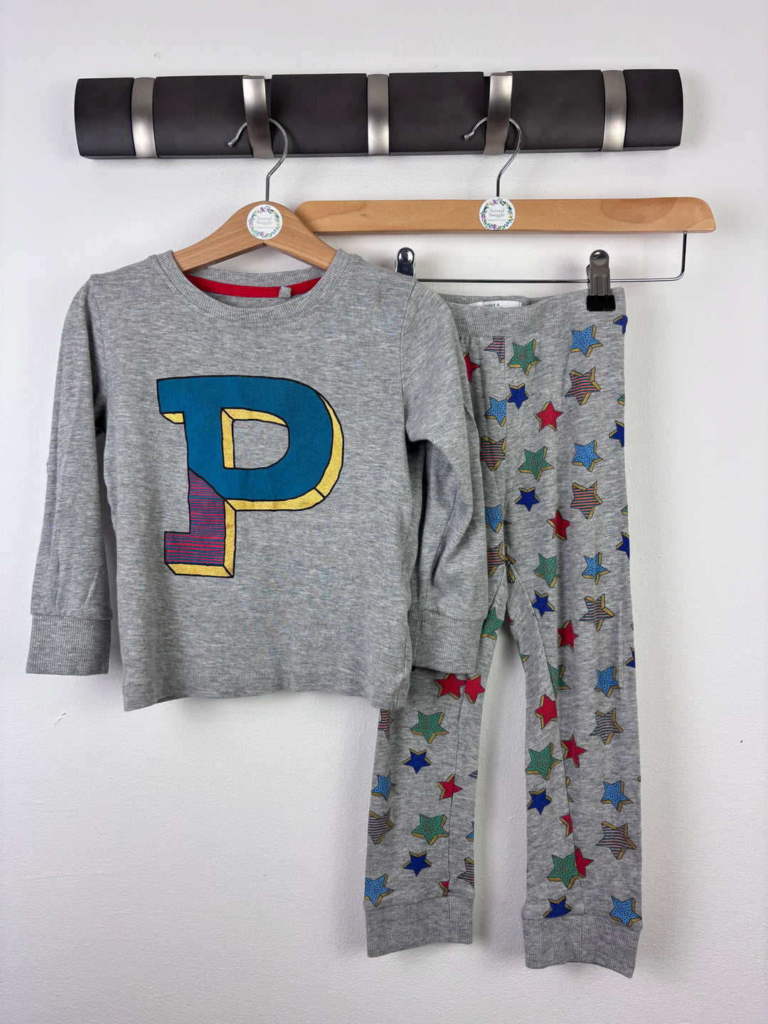 Debenhams Grey Star Print Pyjama Set 3–4 Years-Night Wear-Second Snuggle Preloved