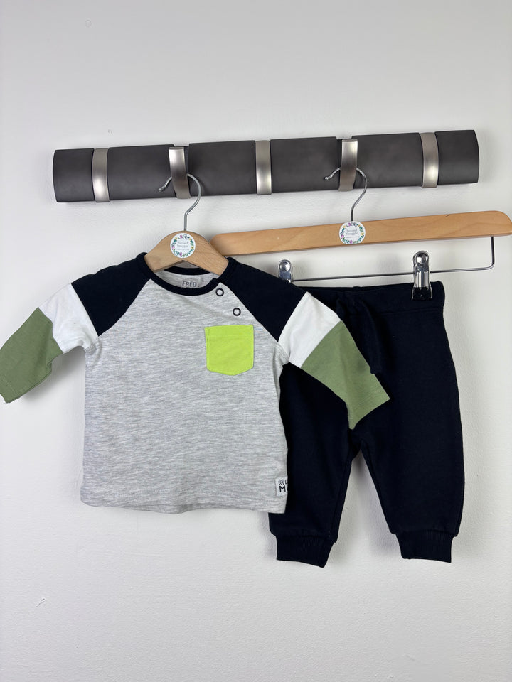 Fred & Flo Colour Block Top and Trousers Set 0–3 Months-Sets-Second Snuggle Preloved
