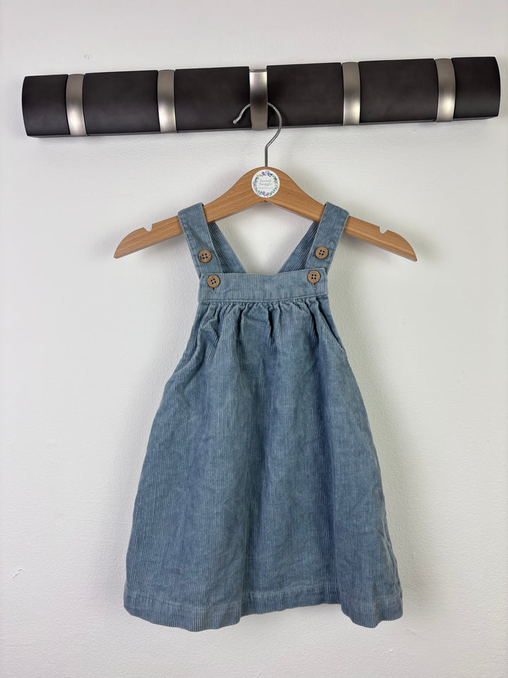 M&S Blue Cord Pinafore Dress 6–9 Months-Dresses-Second Snuggle Preloved