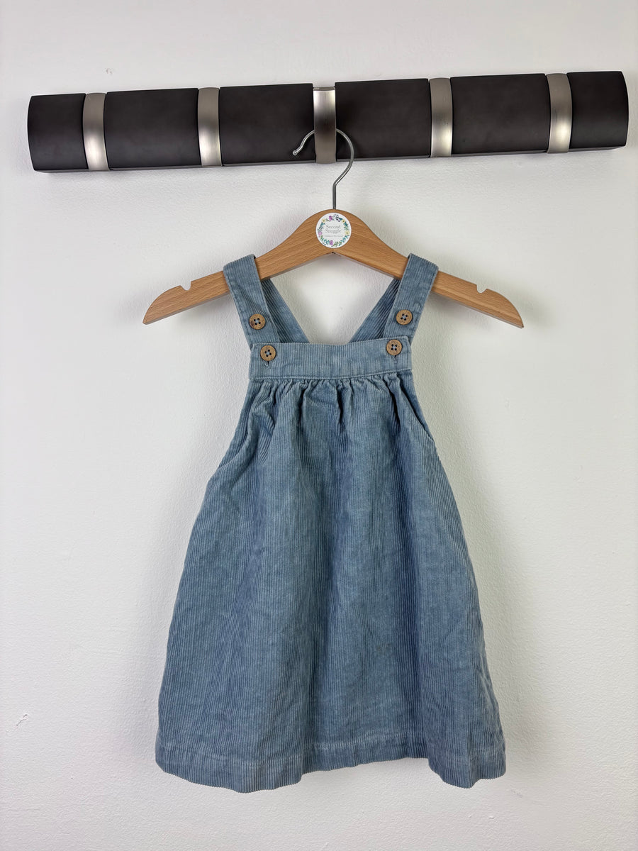 M&S Blue Cord Pinafore Dress 6–9 Months-Dresses-Second Snuggle Preloved
